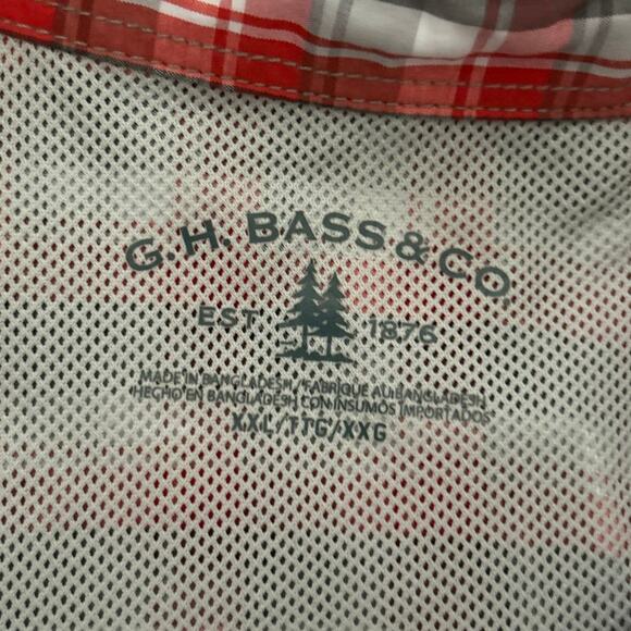 G.H. Bass & Co. Men's Gray Orange Checked Short Sleeve Button Up Shirt Size XXL - Picture 3 of 4
